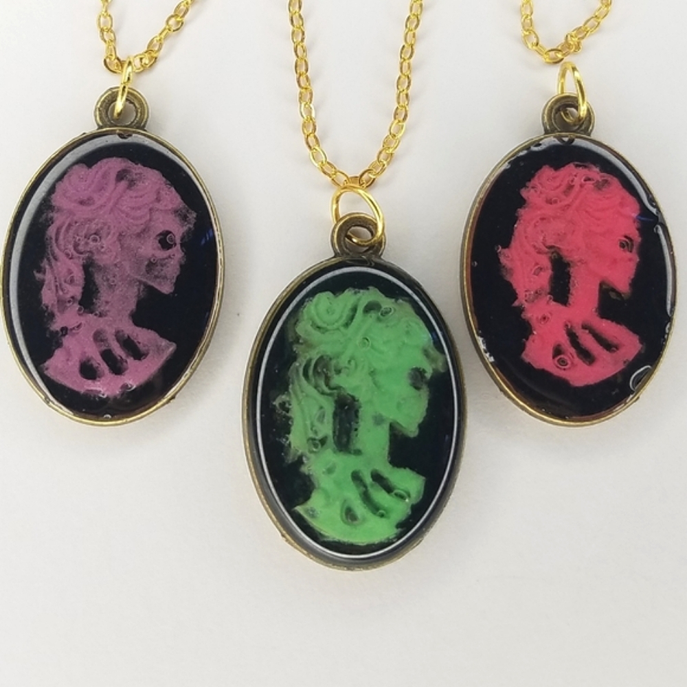 GLOW Dead Girl Cameo Necklace